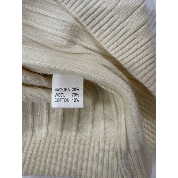 Women’s Cream Wool Ribbed Turtleneck Sweater Size Small - Picture 5 of 5